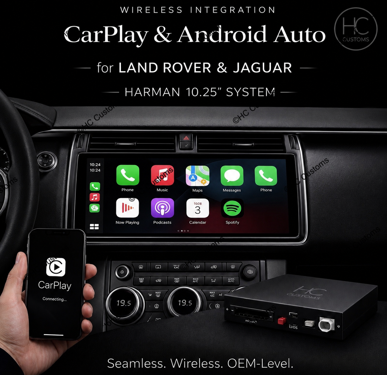 Wireless Apple CarPlay & Android Auto for Land Rover & Jaguar (10.25” Harman Systems)
