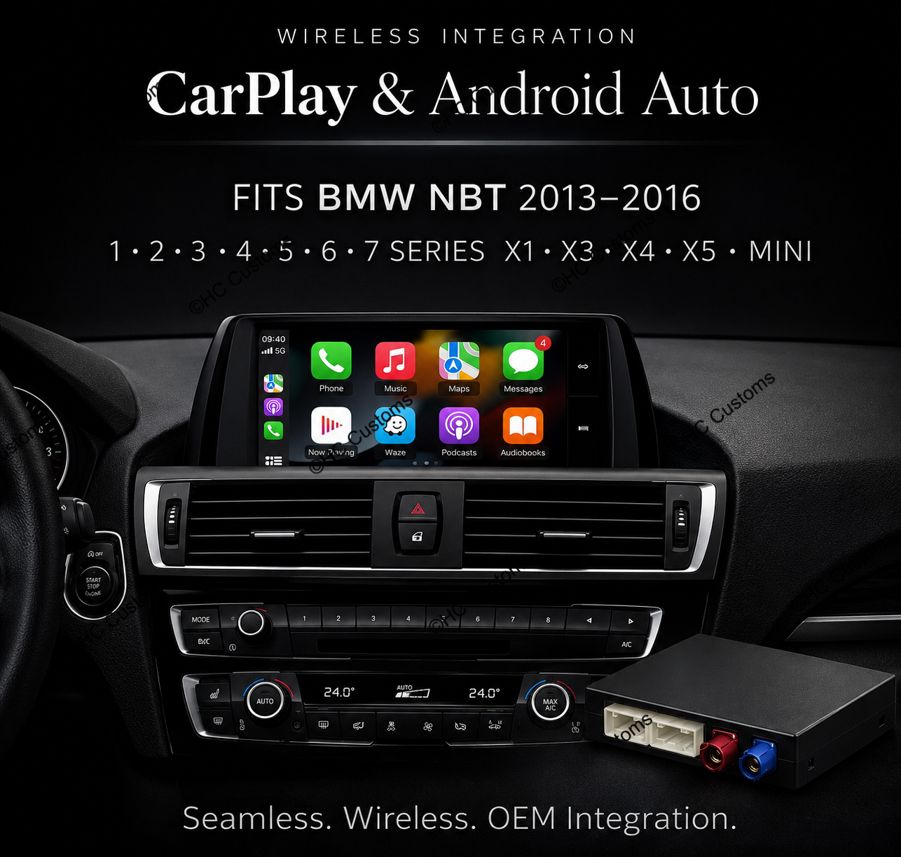 Wireless Apple CarPlay & Android Auto Module Kit for BMW NBT (1, 2, 3, 4, 5, 6 & 7 Series, 2012–2017)
