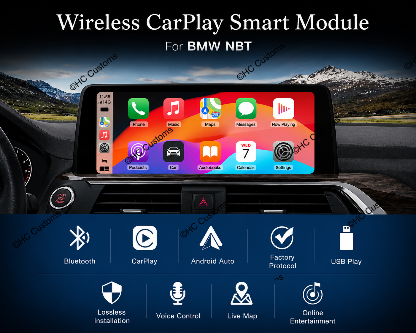 Wireless Apple CarPlay & Android Auto Module Kit for BMW NBT (1, 2, 3, 4, 5, 6 & 7 Series, 2012–2017)